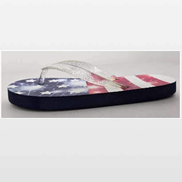 New Shoes Girls Flip Flops Kids Stars Patriotic USA American NWT - Picture 5 of 16